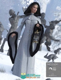 冬季女性大衣与灯笼3D模型合辑