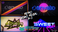 80年代复古动感线条展示标志LOGO演绎AE模板Videohive Retro Logo Reveal Pack Vol...