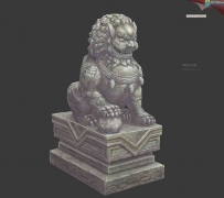 【石狮子模型】3DMAX手绘石狮子雕像模型