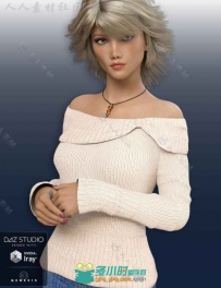 女性时尚美丽性感的露肩毛衣3D模型合辑