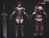 全套Shardboundn男骑士 女剑 客枪兵等人物3D模型动作和原画...