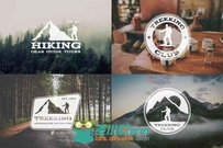 6款徒步旅行徽标和标志PSD模板CM - 6 Trekking Adventure Badges & Logos 342424