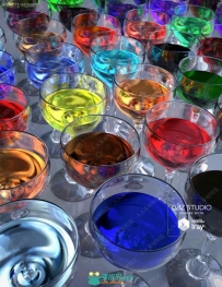 多种颜色玻璃器皿液体饮料酒水3D模型