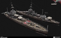 二战船德国战列舰写实MTL obj 3D模型
