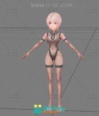 穿半透明蕾丝的性感少女3D模型