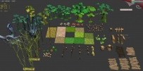 一堆森林植物 树木场景3D模型素材
