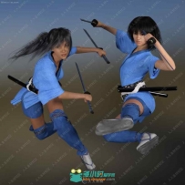 日式击剑女性动作服饰3D模型