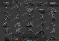 14组高精度岩石3D模型与PBR贴图合集