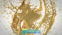 金色液体迸溅效果LOGO动画演绎AE模板