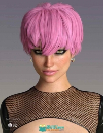 欧美帅气女性短发张扬发色3D模型