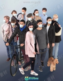 12组生活形象各异戴口罩防疫人物角色高质量3D模型合集