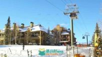 冬日美景洁白雪地观光缆车高清实拍视频素材