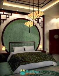 现代中式风格的卧室3D模型合辑