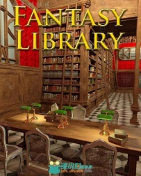 超精细幻想古老图书馆内部环境3D模型合辑