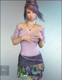 新波西米亚风格精致女孩3D模型