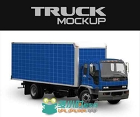 美国通用箱式卡车车体广告PSD模板Truck_Mockup