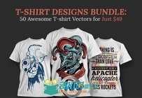 超酷T恤设计矢量图合辑 Inky's T-shirt Designs Bundle 50 Awesome T-shirt Vectors