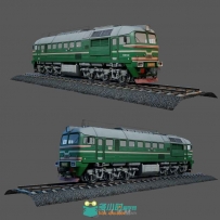 老式绿皮火车3D模型