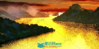 中国山水风景画背景视频素材