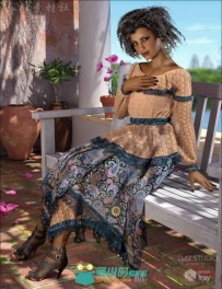 时尚美丽复古的女性蕾丝连衣裙3D模型合辑