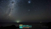 海洋夜晚的星空延时摄影实拍视频素材