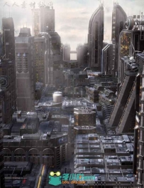 未来科技城市建筑景观3D模型合辑