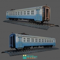 绿白火车车厢3D模型
