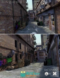 现代城市里的巷子场景环境3D模型合辑