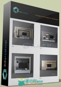 电视墙建筑室内设计3D模型合辑 3darcshop TV & Media Furniture 01-64
