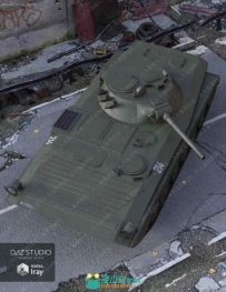 军用坦克不同天气材质变化及细节3D模型
