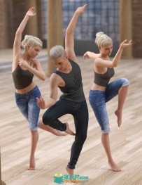 男女抽象艺术舞蹈高难度动作3D模型合集