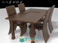 超精致C4D餐桌、餐椅模型