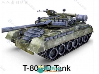 T-80 UD坦克陆地车辆3D模型Unity素材资源