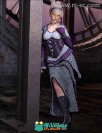 女性美丽的维多利亚蒸汽朋克风格服装套装3D模型合辑