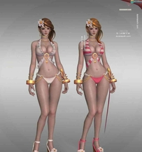 2套性感的泳装比基尼美女3D模型