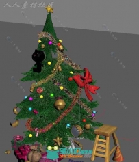 现实圣诞树加精美礼品3D模型