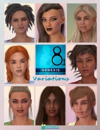 女性头部变形组合不同风格角色3D模型合集