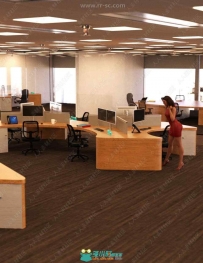 现代办公室室内设计3D模型合集