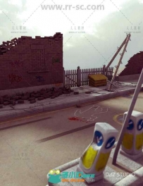 完美的地震灾难后城市街道场景环境3D模型合辑