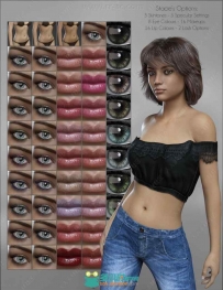 时尚知性雀斑女孩性感身材多种妆容女性角色3D模型合集