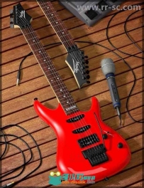 现代炫酷的吉他和音乐器材道具3D模型合辑