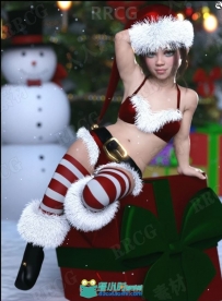 毛茸茸圣诞风格女性内衣套装3D模型合集