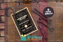 12款美国西部复古风格海报PSD模板12 Vintage Poster Mockups