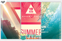 夏日沙滩活动海报展示PSD模板3in1 SUMMER BEACH Flyer Template 679953