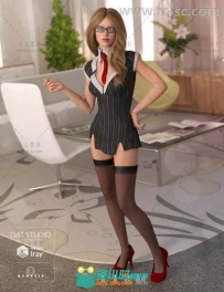 现代美丽女秘书超性感办公室服装3D模型合辑