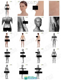 超精致女性摄影测量捕捉扫描动作姿势3D模型与贴图