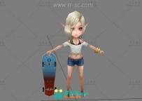 性感滑板少女3D模型