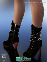 女性完美时尚厚厚的骑自行车靴子3D模型合辑
