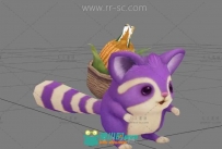 背玉米的紫色小松鼠3D模型