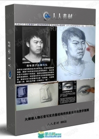 大师级人物石膏写实肖像结构传统素描手绘教学视频